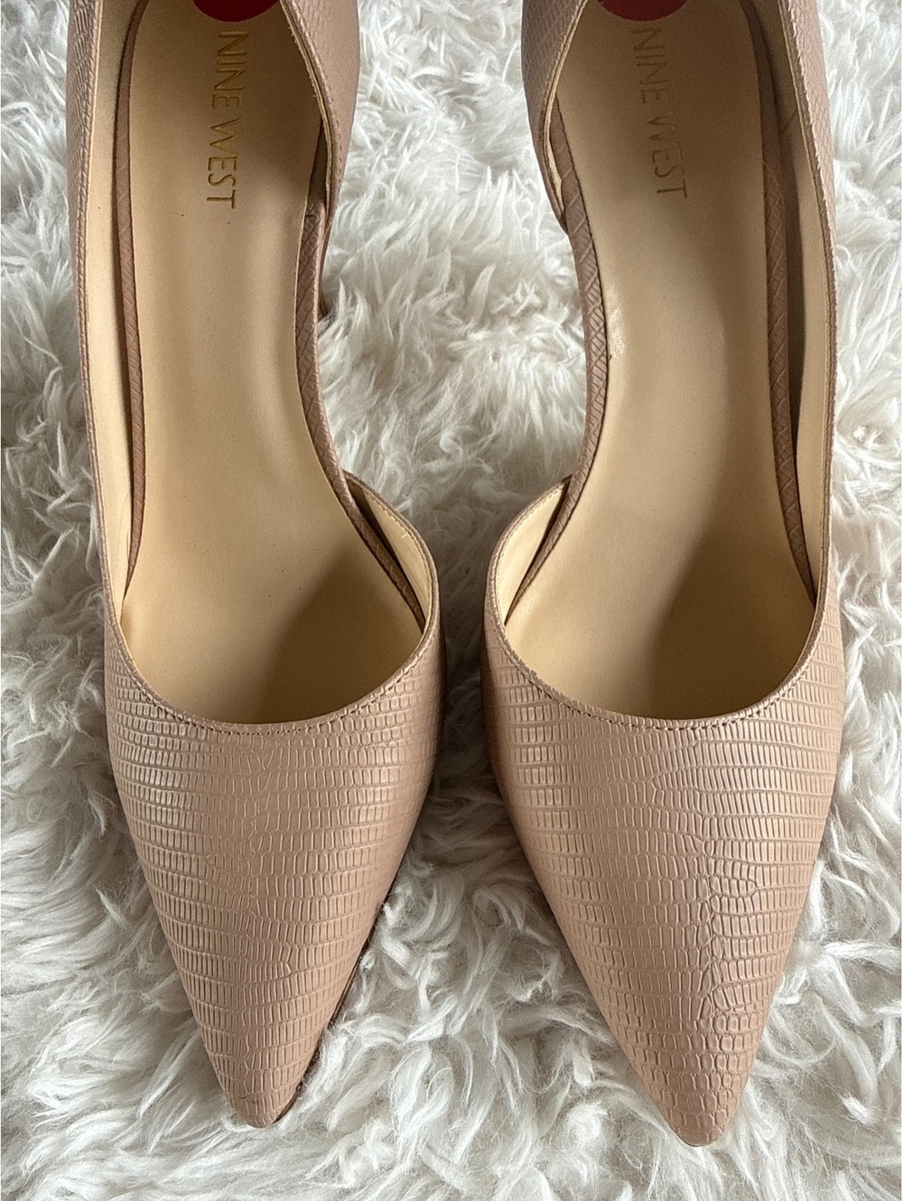 Nine West Nude Textured Pointed Toe Pumps Size 10M - Picture 5 of 8